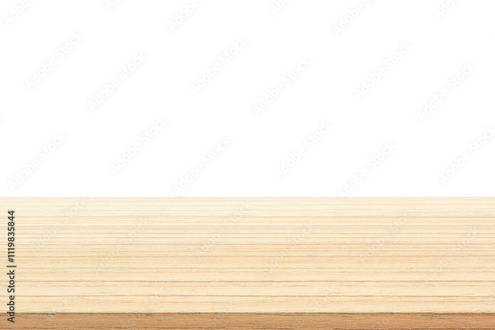 Empty light wood table top isolate on white background - can used for display or mock up your products. Empty light wood table top isolate on white background - can used for display or mock up your products.