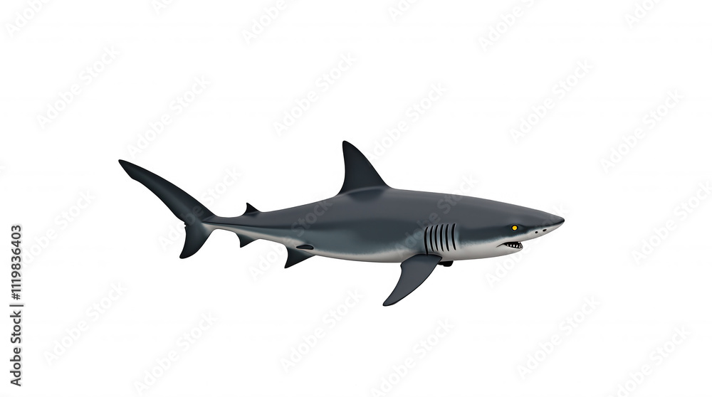 Fototapeta premium Realistic Shark Illustration with Transparent Background for Ocean-Themed Designs and Projects