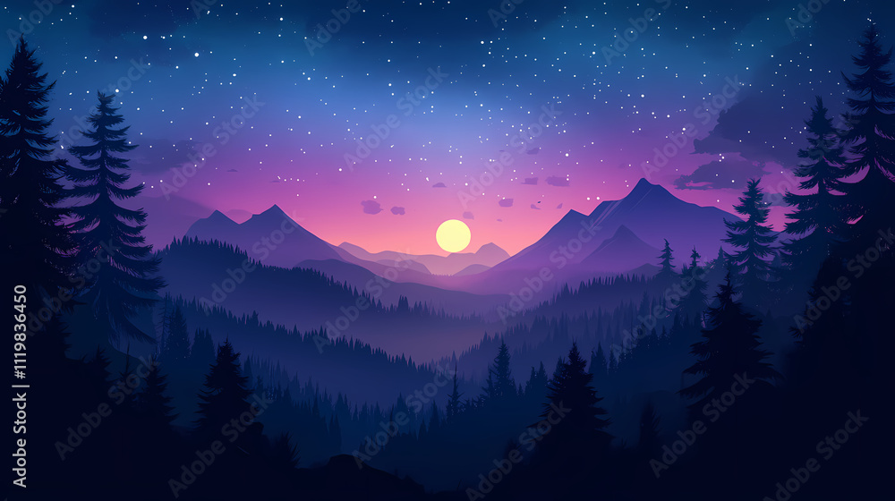 Unique dusk skies. ideal for backdrop. Twilight. Illustration Unique dusk skies. ideal for backdrop. Twilight. Illustration