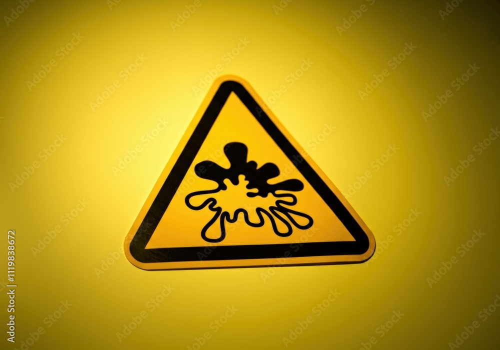 Yellow Warning Sign: Corrosive Material Spill Yellow Warning Sign: Corrosive Material Spill