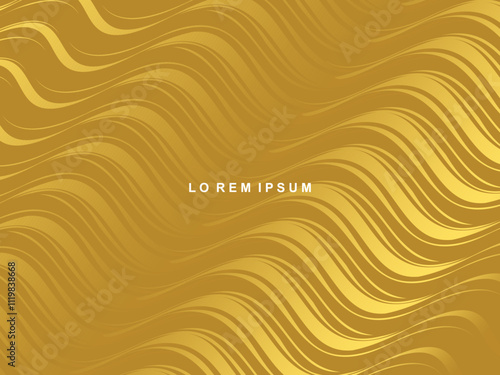 Futuristic abstract golden wave lines on brown background. Dynamic golden wave pattern. Modern gradient yellow wavy lines for banners, posters, brochures, flyers, certificates, websites, etc.