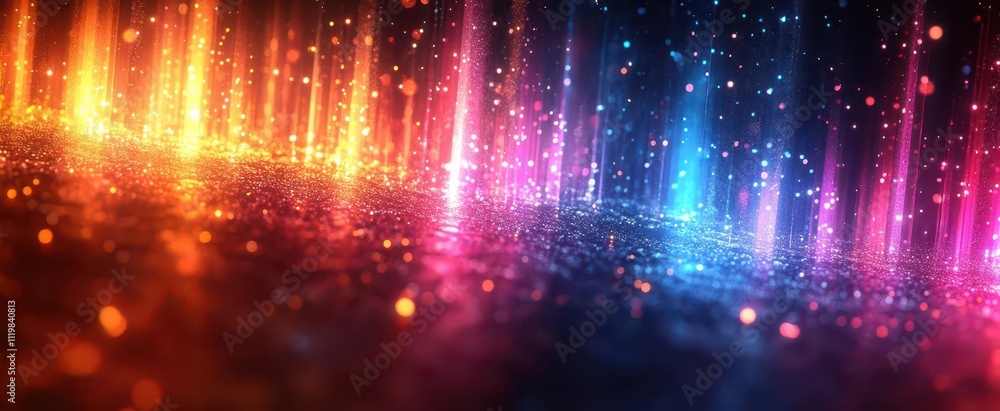 dynamic neon flashes cascading across a deep black background creating a bold futuristic aesthetic perfect for contemporary banners and illustrations dynamic neon flashes cascading across a deep black background creating a bold futuristic aesthetic perfect for contemporary banners and illustrations