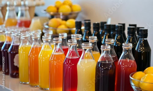 A vibrant display of assorted bottled drinks in various colors and flavors.
