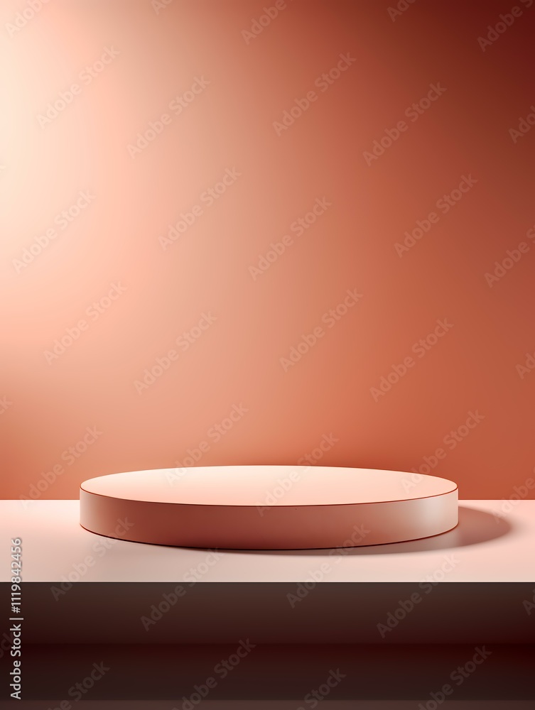 A minimalist display platform against a soft, warm background, ideal for showcasing products. A minimalist display platform against a soft, warm background, ideal for showcasing products.