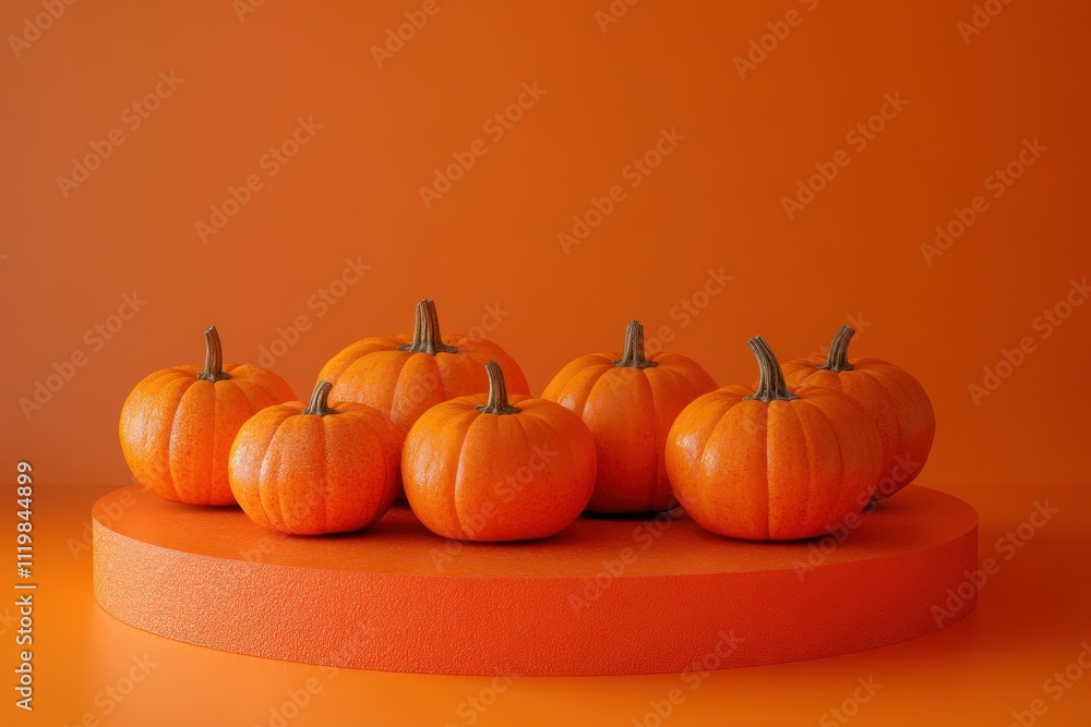 Striking Autumn Scene with Round Pumpkins Display Striking Autumn Scene with Round Pumpkins Display