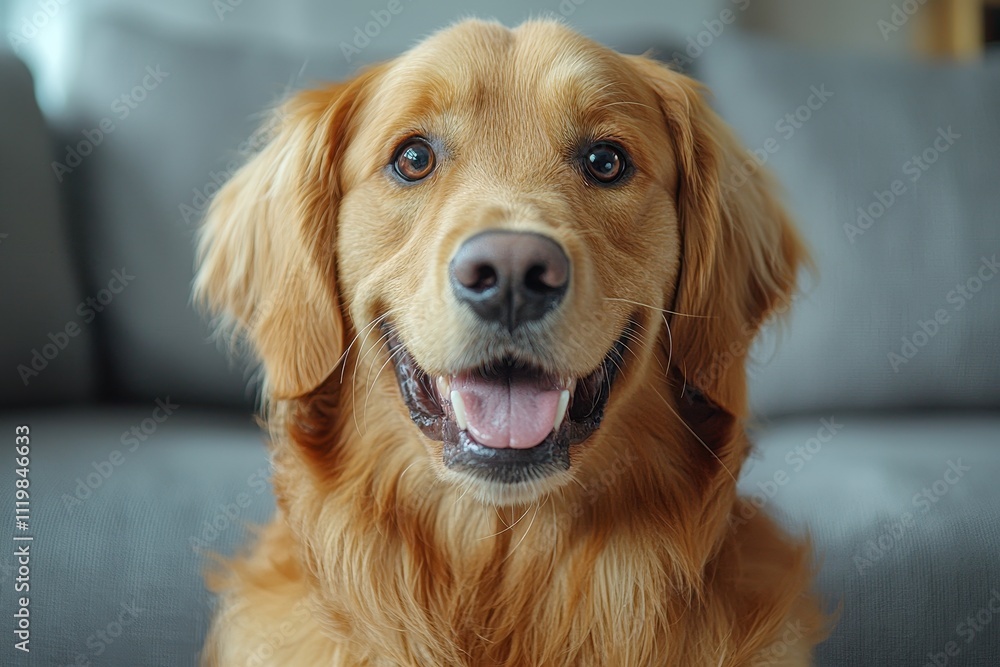 Obraz premium Cheerful Golden Retriever with Bright Friendly Expression