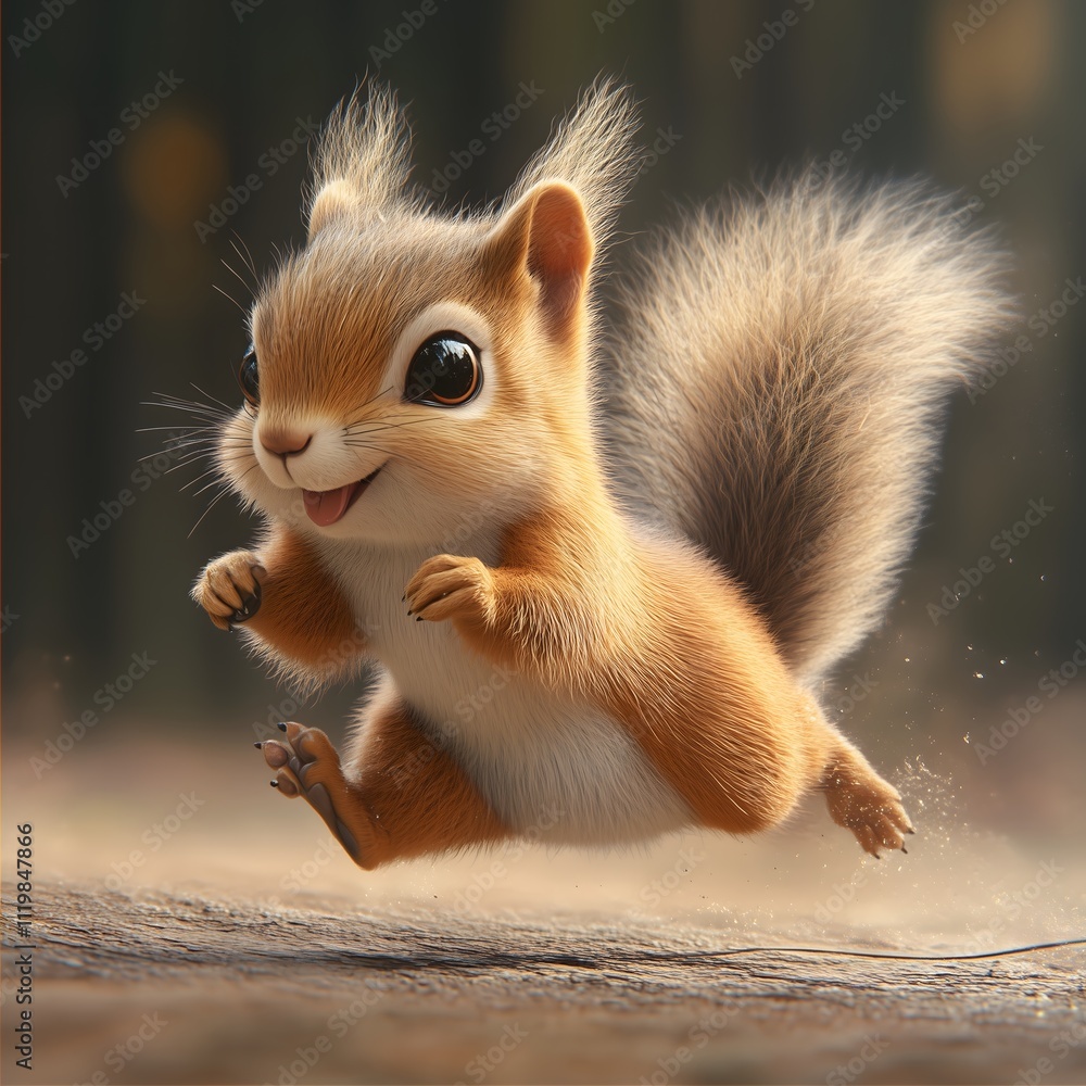 Obraz premium Playful Cartoon Squirrel in Motion