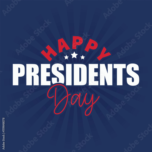 US presidents' day template design. on blue background. Editable text for Presidents Day banner, poster, greeting card. American national holiday celebration.