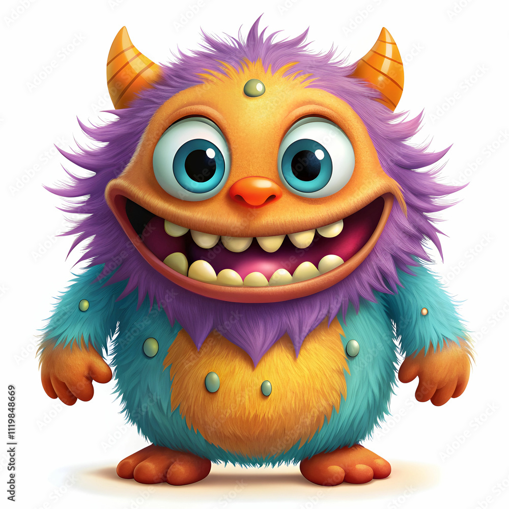 Obraz premium cartoon cute monster set on white background