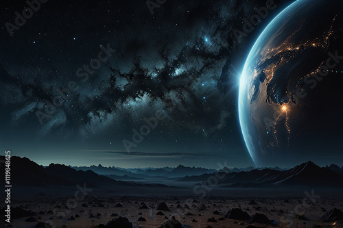Stunning 3D Rendering of a Dark Earth Floating in Space