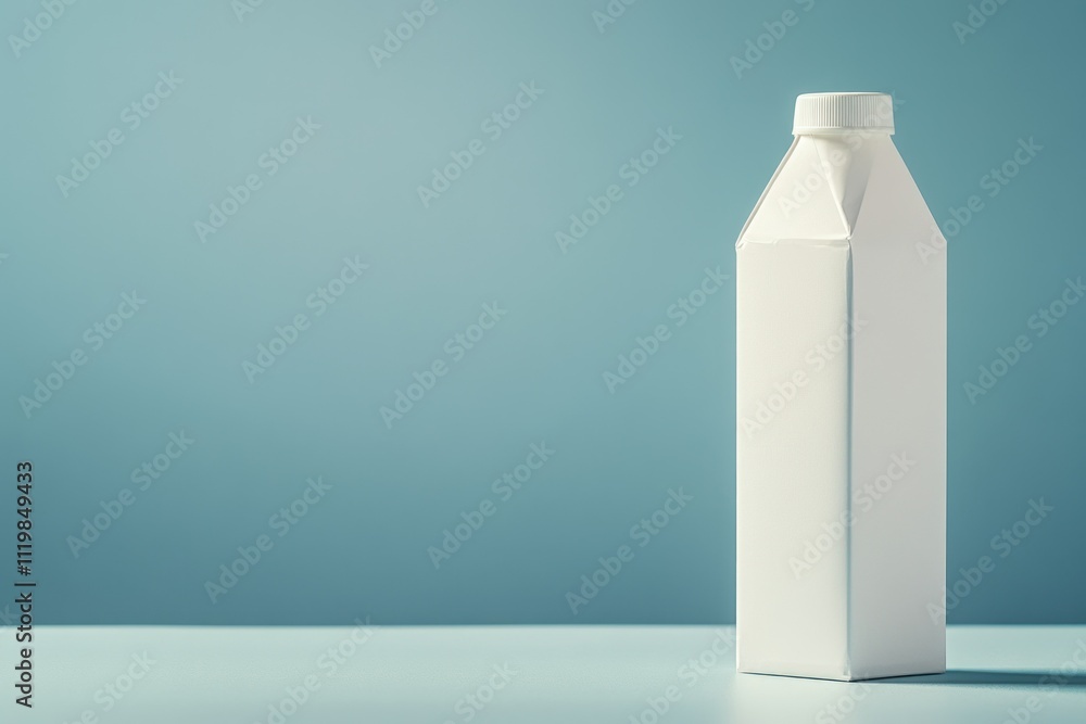 Minimalist Milk Carton on Blue Background Minimalist Milk Carton on Blue Background