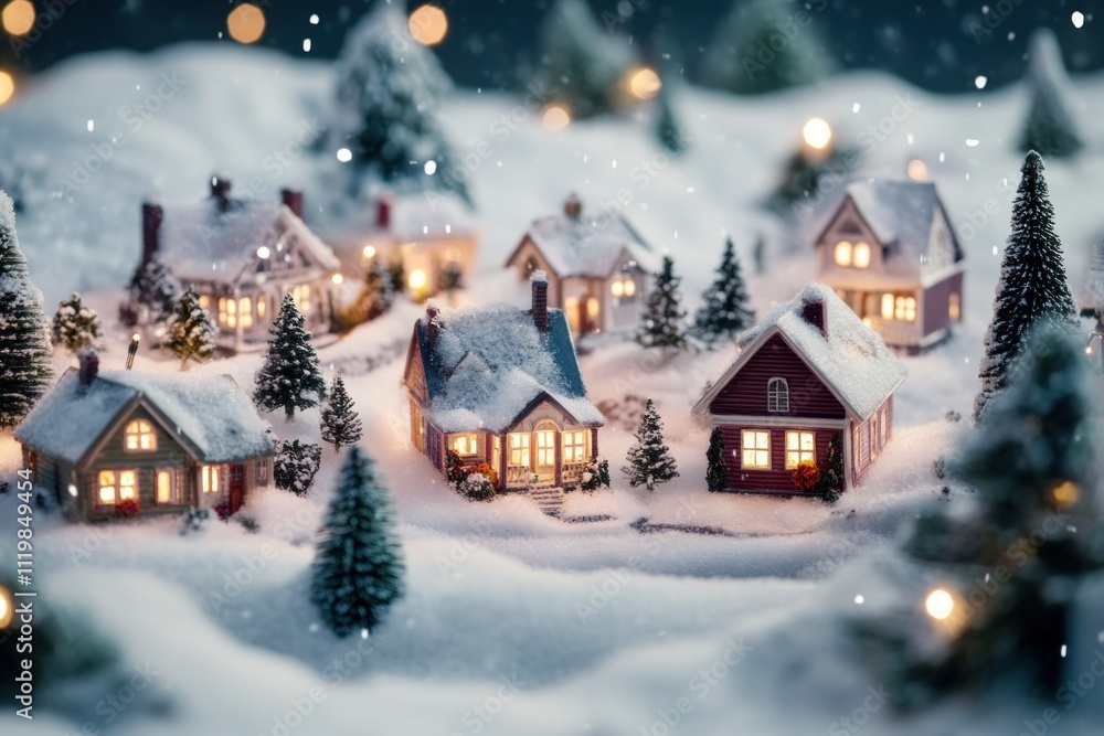 Charming Winter Scene with Miniature Houses Charming Winter Scene with Miniature Houses