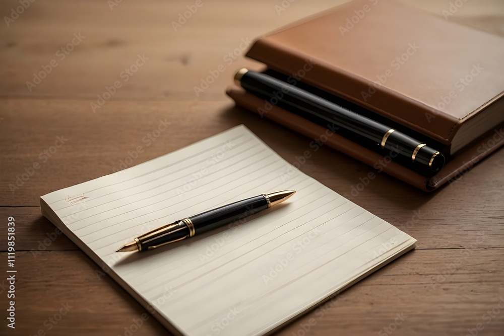 A close-up of a pen resting diagonally on an open jotter. The well-lit scene highlights the texture of the lined pages, perfect for themes of writing, note-taking, and journaling. A close-up of a pen resting diagonally on an open jotter. The well-lit scene highlights the texture of the lined pages, perfect for themes of writing, note-taking, and journaling.