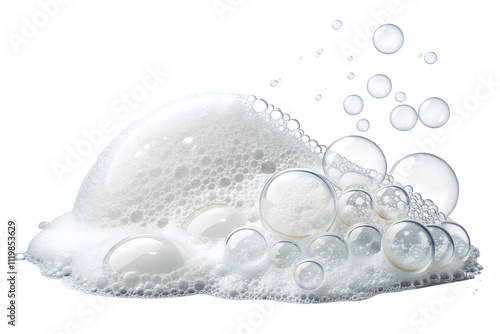 soap foam pile with bubble isolated on white