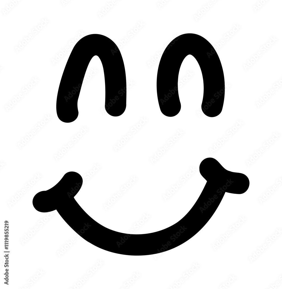 Minimalist Hand-Drawn Smiley Face with Playful Expression, Trendy Black and White Design for Stickers, Posters, and Prints. Vector illustration Minimalist Hand-Drawn Smiley Face with Playful Expression, Trendy Black and White Design for Stickers, Posters, and Prints. Vector illustration