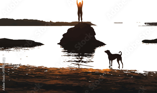 Man and Dog Illustrations in Adobe Illustrator
