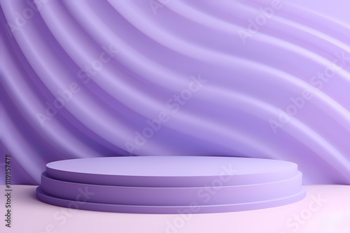 A minimalist purple stage with wavy backdrop, ideal for presentations or displays.