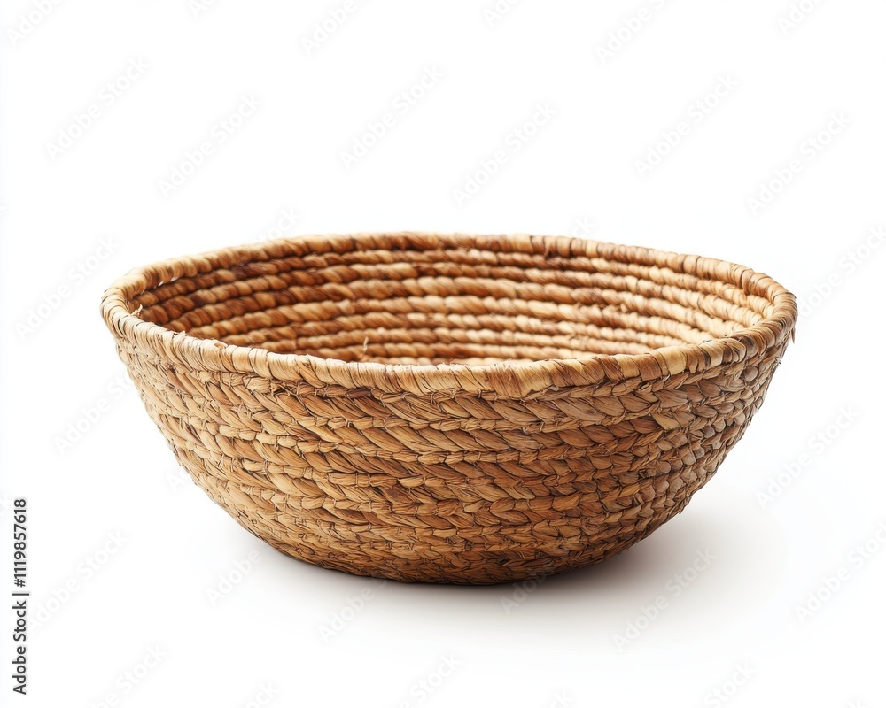 Woven basket, natural material, white isolate background. Woven basket, natural material, white isolate background.