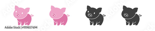 Simple icon pig isolated on white background. Graphic illustration piglet in vector design style