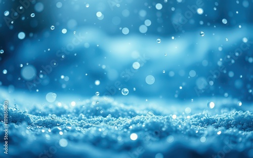 Wallpaper Mural Raindrops fall gently onto a soft surface, creating a serene blue atmosphere in the evening light Torontodigital.ca