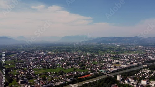 View of the Bodensee, Lake Constance. Panorama from Pfander (Pfander). Bregenz, Austria, Vorarlberg overlooking the Alps top view photo