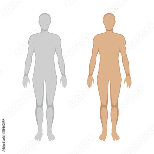 Male body vector silhouette illustration isolated on white background