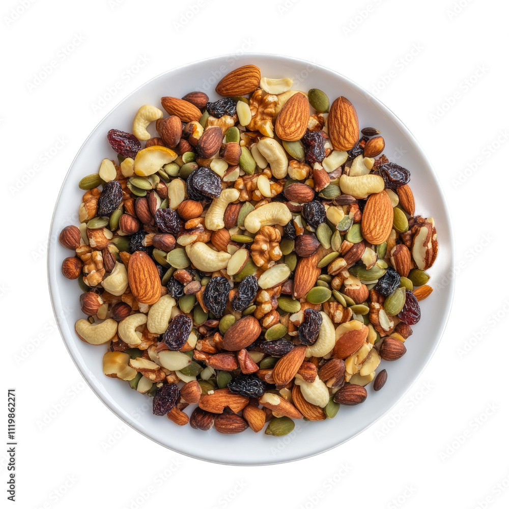 Combining nuts and dried fruits on a transparent background Combining nuts and dried fruits on a transparent background