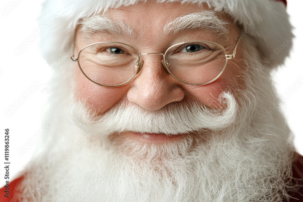 Close-up of Santa Claus's face on a transparent background. Close-up of Santa Claus's face on a transparent background.