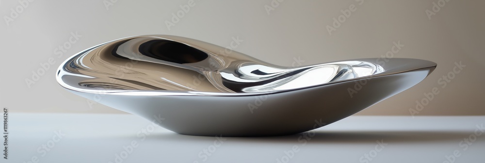 A sleek and modern silver sculpture showcasing fluid shapes and a contemporary artistic style. A sleek and modern silver sculpture showcasing fluid shapes and a contemporary artistic style.