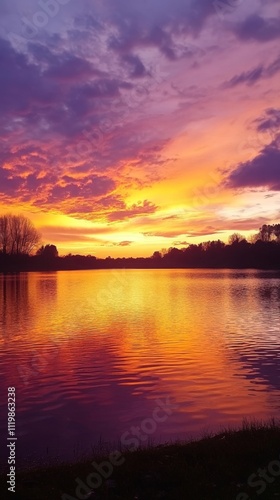 Dramatic Sunset Sky with Vivid Orange and Purple Hues