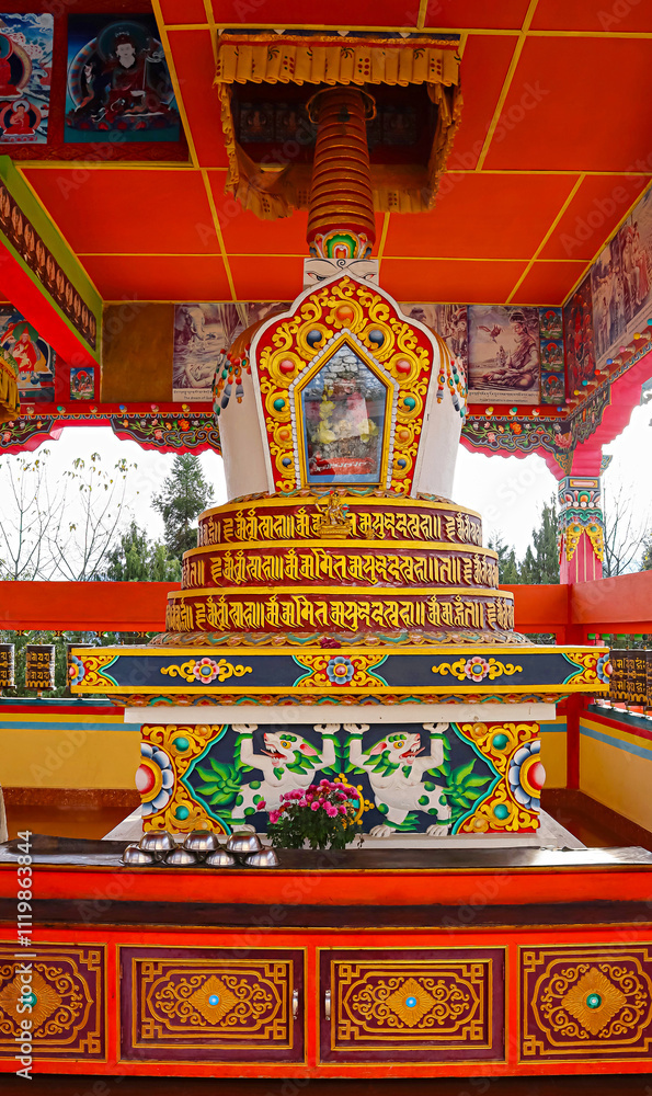 Serene view of the rear section of the Gompa (Buddhist monastery) at Tawang, Arunachal Pradesh, India.