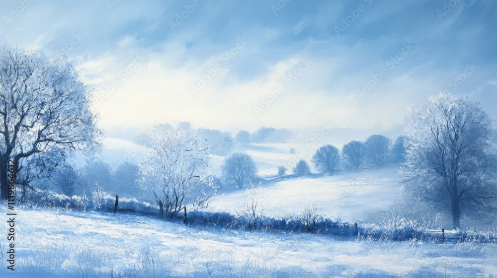 Serene Winter Landscape with Icy Blue Tones Serene Winter Landscape with Icy Blue Tones