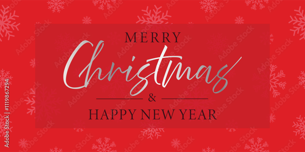Christmas and New Year typographical on red background with Gold glitter texture. Vector illustration for golden shimmer background. Xmas card. Vector Illustration.