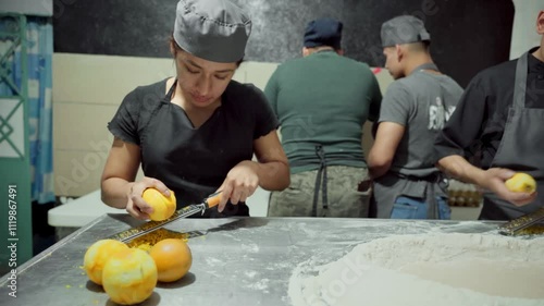 Chef preparing ingredients for Three kings cake at bakery workshop