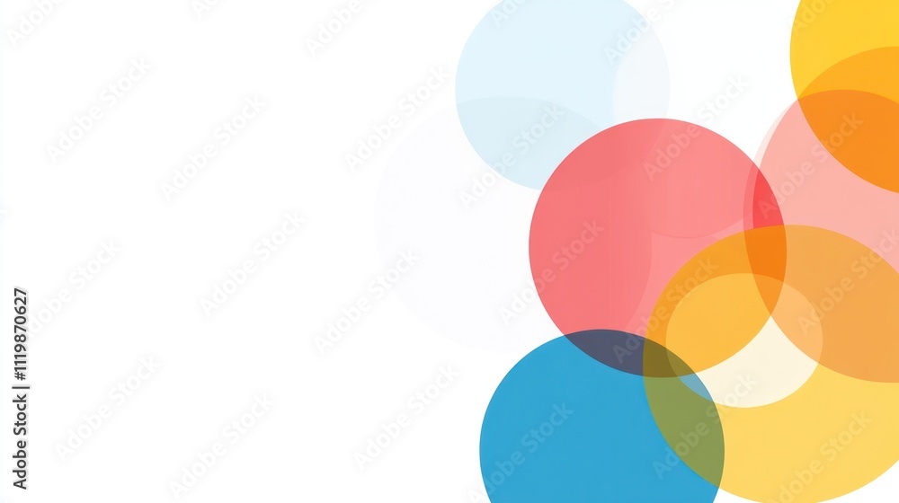 Abstract composition of colorful overlapping circles on a white background. Abstract composition of colorful overlapping circles on a white background.
