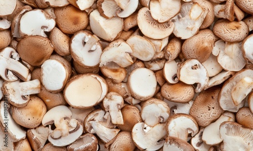 Mushroom Slices or fresh mushroom slices food background texture