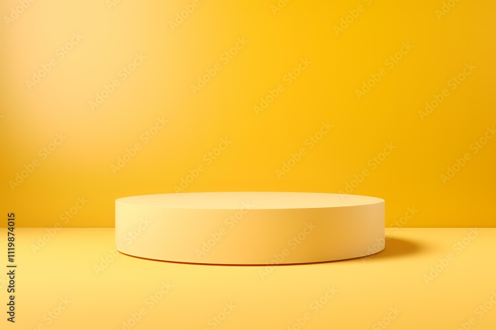 A minimalistic yellow podium against a matching background, ideal for presentations or displays. A minimalistic yellow podium against a matching background, ideal for presentations or displays.