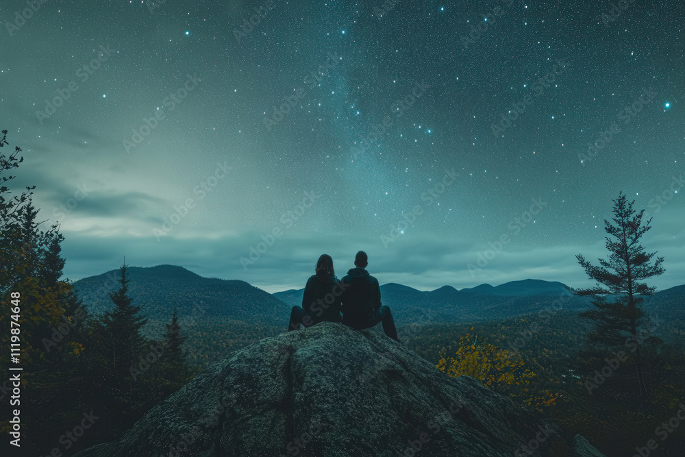 Couple Under Starry Night Sky Couple Under Starry Night Sky