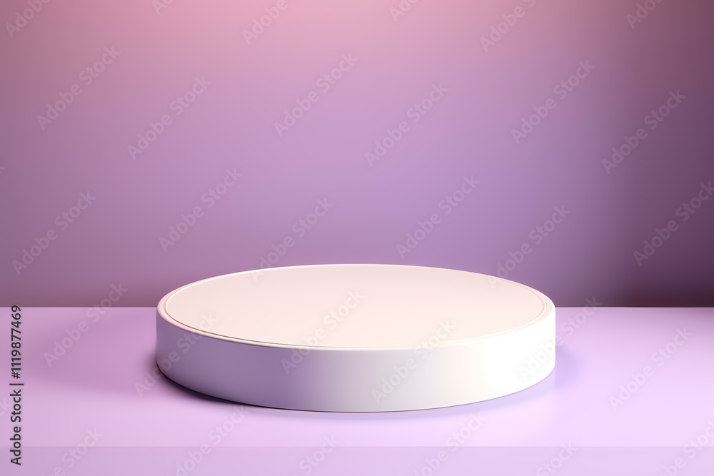 A simple white circular platform against a gradient background, ideal for product display. A simple white circular platform against a gradient background, ideal for product display.