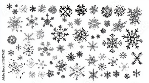 Each snowflake features editable strokes, making it perfect for creative projects, seasonal graphics, or winter-themed designs.