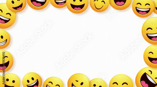 Bright and Cheerful Smiley Face Illustration with Blank Center for Fun Messages or Invitations