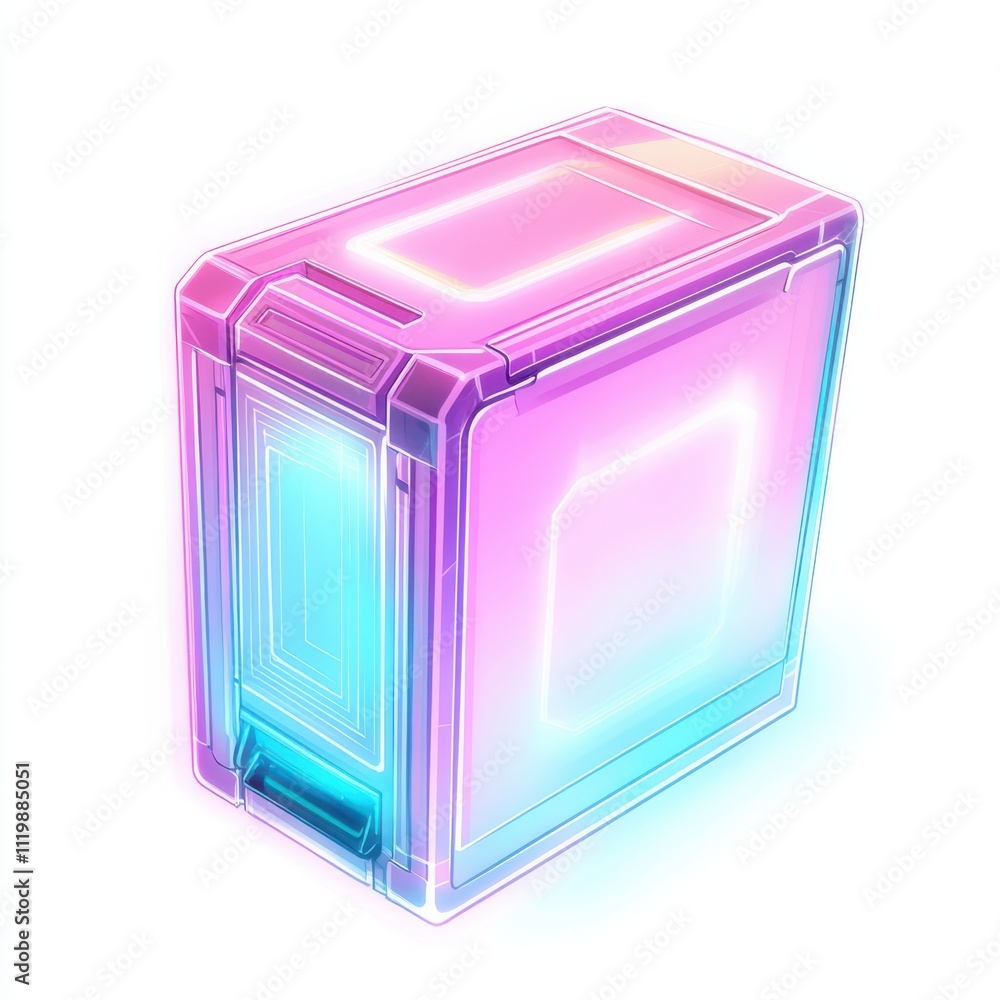 Colorful, glowing, abstract box design on a white isolated background. Colorful, glowing, abstract box design on a white isolated background.