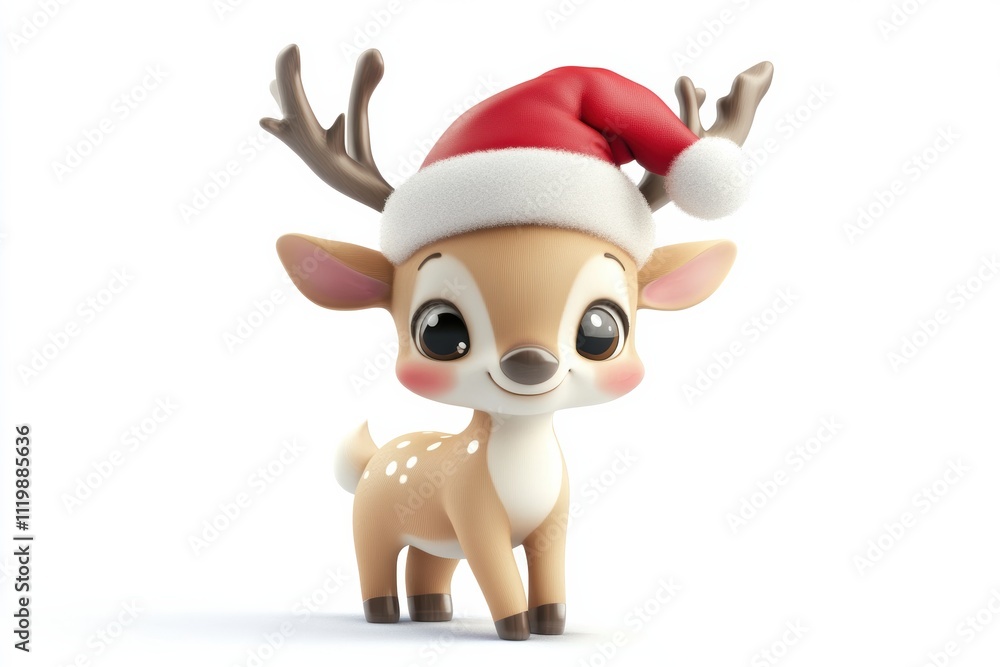 Adorable 3D Rendered Reindeer in Santa Hat Christmas Festive Cheerful Holiday Season Adorable 3D Rendered Reindeer in Santa Hat Christmas Festive Cheerful Holiday Season