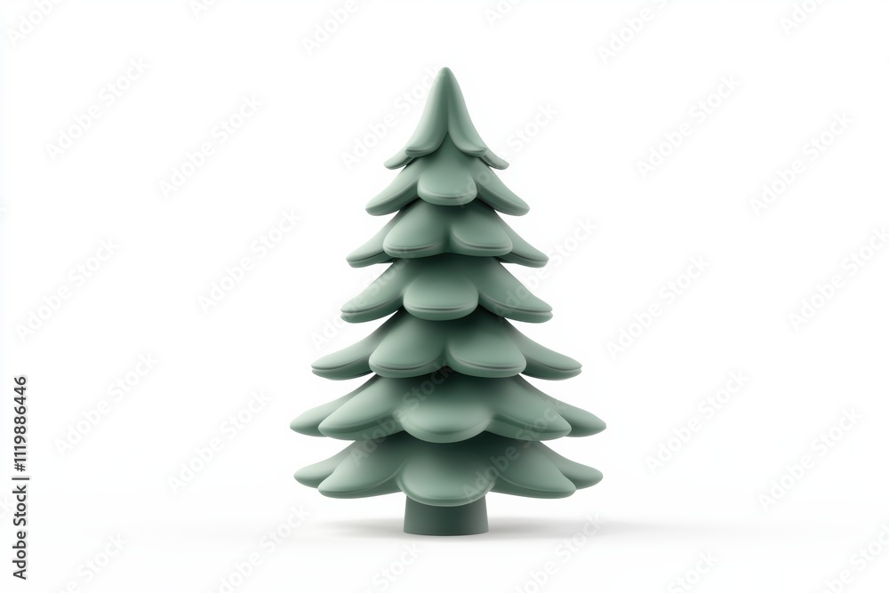 Stylized 3D Render of a Conical Evergreen Tree, Isolated on White Background, Minimalist Christmas Tree Design, Simple Green Conifer Model Stylized 3D Render of a Conical Evergreen Tree, Isolated on White Background, Minimalist Christmas Tree Design, Simple Green Conifer Model