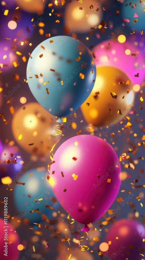Vibrant party background with balloons and glowing lights Vibrant party background with balloons and glowing lights