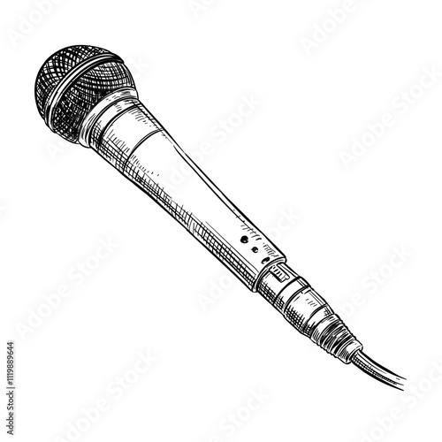 microphone vector line art hand drawn illustration