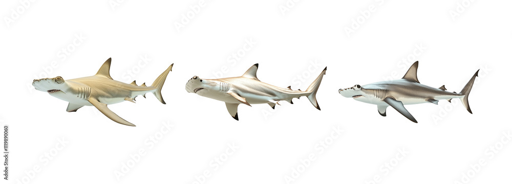 Realistic Sharks on Transparent Background Realistic Sharks on Transparent Background