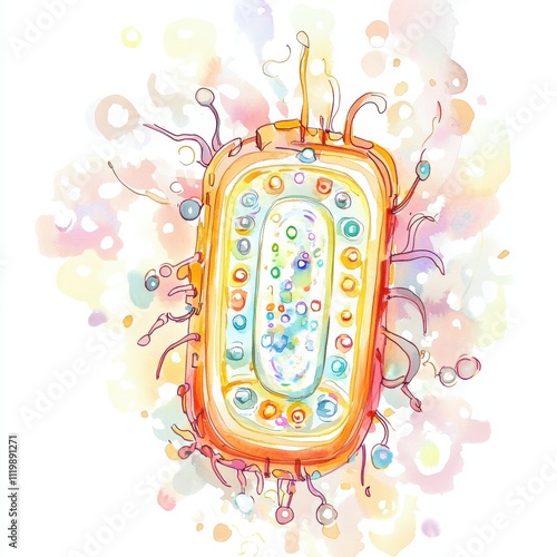 Colorful illustration of a microorganism against a soft background. photo