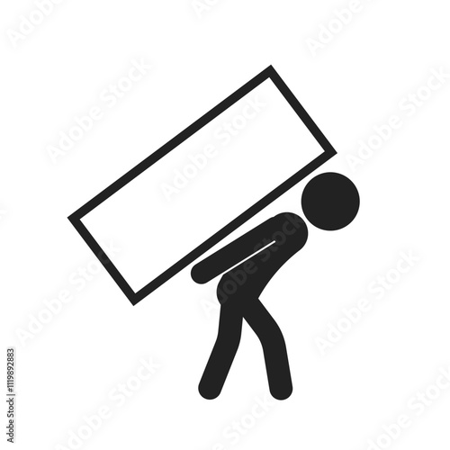 Isolated pictogram instruction big box handling, do not lift one man only