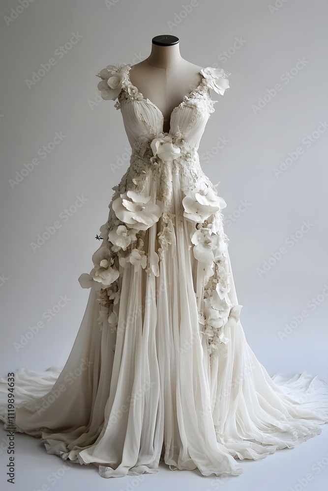 Fototapeta premium Beautiful and Elegant Wedding Dress, Generative AI